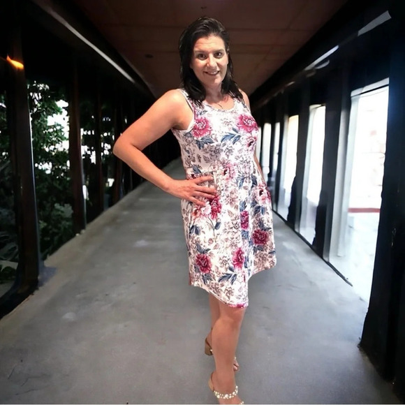 Shirley & Stone Dear dress‎  blooming floral pink and cream casual - Picture 4 of 8